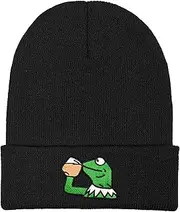 [OPASCUBT] Frog Anime Hat Black Kerrmit The Frog Hat Funny Frog Sipping Tea Baseball Cap Trucker Hats for Men Women