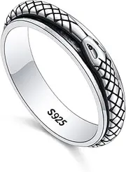 [ALPHM] S925 Sterling Silver Spinner Fidget Anxiety Worry Relieving Boredom ADHD Autism Band Rings