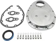 1 Set Silver Polished Aluminum Timing Chain Cover Kit With Gaskets And Bolts Fits for Small Block Chevy SBC 283 305 327 350 383 400