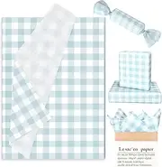 Whaline 100 Sheets Blue Buffalo Plaid Tissue Paper Dusty Blue Checkered Gift Wrapping Tissue DIY Art Craft Tissue Paper for Wedding Birthday Baby Shower Bouquet Decor Supplies, 13.7 x 19.6 Inch