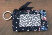Vera Bradley Iconic Zip ID Case Badge Holder Key Ring Holiday Owls NWT
