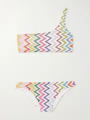 [Missoni] Missoni - Mare One-shoulder Striped Metallic Crochet-knit Bikini - Multi - IT36 IT 36 Multi