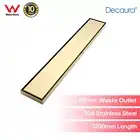 Decaura1200mm Bathroom Shower Drain Grate Floor Waste Tile Insert Brushed Gold