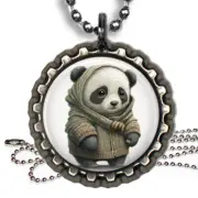 Warm Cuddly Panda Bear Kids Bottle Cap Necklace Gift Photo Jewelry