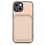 For Iphone 15 Carbon Fiber Leather Card Magsafe Phone Case