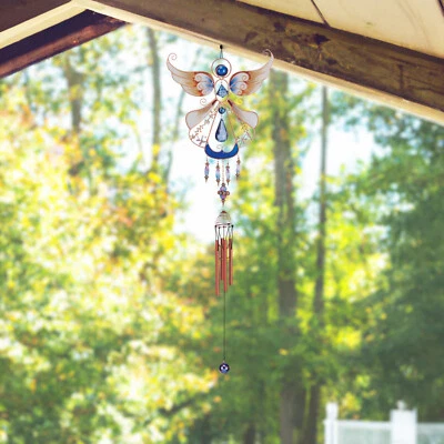 Blue Angel Wind Chime with Copper Gem 33"Long Ornament Home Decor Unique Gift