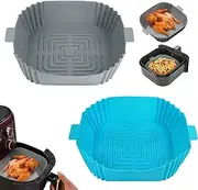 Silicone Air Fryer Liners, Proxima Direct 2PCS Air Fryer Liners Reusable Square Non-Stick Air Fryer Oven Accessories Silicone Basket, Replacement of Parchment Liner Paper, Silicone Baking Tray Pots