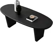 Exquisite Coffee Table, Living Room Solid Wood Sofa Side Table, Small Household Black Wabi-sabi Wind Oval Small Table, Sitting On The Floor Dining Table (Size : 120X60X42CM)