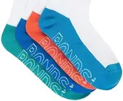 4 Pairs Bonds Kids Socks Boys Lightweight Low Cut White Blue Teal Orange 05K