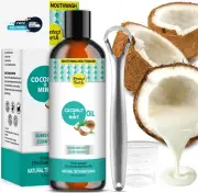 Coconut Pulling Oil & Mint Oil Pulling Mouthwash with Tongue Scraper, Natural Pu