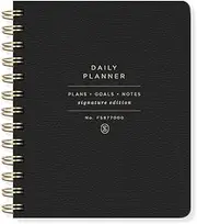 Fringe Studio Non-Dated Daily Planner, 160 Pages, Twin-Ring Spiral Binding, Standard Black (877003)