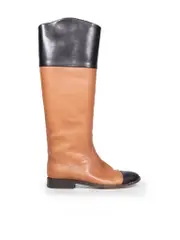 Brown Leather Interlocking CC Riding Boots