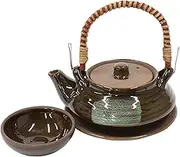 Earthenware teapot steamed Oribe flat earthenware teapot steamed (heat-resistant) [21.5 x 6cm ? 200cc] direct fire restaurant inn Japanese unit restaurant for business