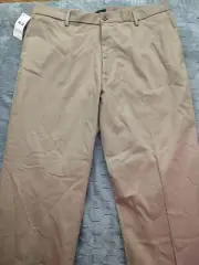 Dockers Pants Mens 38 Signature Khaki 36x32 Straight Pleated Stretch NEW
