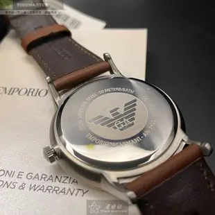ARMANI 阿曼尼男女通用錶 42mm 銀圓形精鋼錶殼 銀色簡約錶面款 AR00005