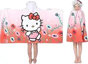 Franco Hello Kitty Bath/Pool/Beach Soft Cotton Terry Hooded Towel Wrap, 24 in x 50 in, by Kids