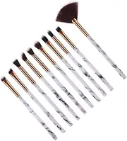 VICASKY 10pcs Set Makeup Brush Set with Marble Pattern Professional Cosmetics Brush Kit for Blending Blush Eye Makeup Synthetic Hair for Precise Application