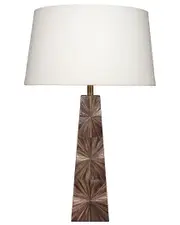 Jamie Young Palm Marquetry Table Lamp with Linen Shade