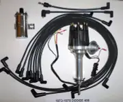 small cap DODGE 1973-78 400 BLACK HEI Distributor +Chrome Coil +Spark Plug Wires