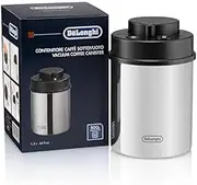 De'Longhi Vacuum Coffee Canister DLSC063, Airtight Storage for Coffee Beans and Ground Coffee, Built-in Date Indicator, 1.5L Capacity Holds Approx. 500g Coffee Beans, Stainless Steel