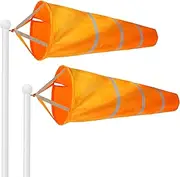 G128 2 Pack: Orange Windsock 30 Inch | Printed 210D Polyester | Heavy Duty Polyester Wind Direction Measurement with Reflective Belt, for Outdoor Airport, Farm and Park