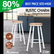 ALFORDSON 4x Bar Stools Retro Kitchen Vintage Chair Industrial Rocio White