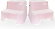 Wider Dual Height 2 Step Stool for Kids | Toddler's Stool for Potty Training and Use in The Bathroom or Kitchen | BPA-Free Strong Soft-Grip Steps for Comfort and Safety (2 Pack, Pretty Pink)