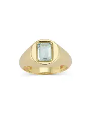 Alberto Amati 14K Yellow Gold Blue Topaz Signet Ring