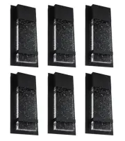 6PK Sunlite LED Wall Sconce, Black Metal Frame Raindrop Effect Glass Panel 6.5