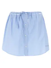 [Miu Miu] Miu Miu-Mini Logo Skirt Gonne Celeste-Donna 40IT