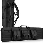 [VEVOR] Rifle Bag, 42 inch Tactical Double Long Gun Bag, Soft Rifle Case with Lockable Zipper, Portable Handle & Shoulder Strap, 3 Large Storage Pockets Rifle Case for Two 40" Rifles & 2 Pistols, Black