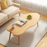 ATDORO Cloud Shape Irregular Wood Coffee Table,Small Oval Coffee Table,for Living Room Center Minimalist Display End Table for Small Space,Home Office (Wood)