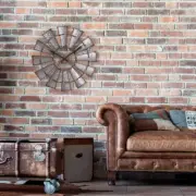 Wall Clock Windmill 22 in. Metal Frame Analog Quartz Round Home Decor in Brown