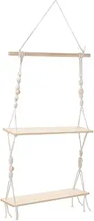 Amosfun 1pc Double Layer Knitting Tapestry Flowerpot Rack Hanging Shelf Wall Pendant