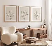 Botanical Wall Art Decor Set of 3 Neutral Wall Decor Boho Beige Canvas Wall Art Botanical Minimalist Pictures Botanical Neutral Prints Beige Boho Artwork for Room Bedroom 16x24 Inch Unframed