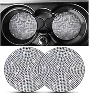 Car Cup Coaster, Universal Bling Crystal Rhinestone Car Cup Insert Coaster, 2.75 inch Anti-Slip Shockproof Cup Mat, Auto Drink Pad Car Interior Accessories for Women Men (AB Colorful Crystal)