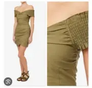SEED HERITAGE Womens Size 8 Khaki Fitted Wrap Dress
