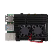 New CNC Aluminum Alloy Case Enclosure With Dual Cooling Fan for Raspberry Pi 4