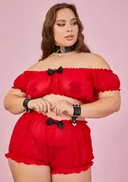 [Sugar Thrillz] Devil Miss Vivien Baby Noir Chiffon Top