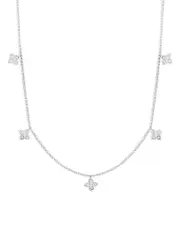 Roberto Coin 18K White Gold Verona Love by the Inch 5 Station Flower Diamond Necklace, 17