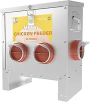 Automatic Chicken Feeder No Waste Metal Poultry Feeder Large Capacity 25lbs for Chickens, Geese, Ducks, Turkeys, Quails (4-Port)
