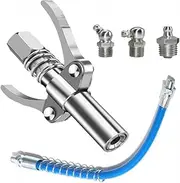 aikoolwer Grease Coupler 10000 PSI Quick Release Strong Locking 30cm Spring Flex Hose Compatible All Guns Fittings