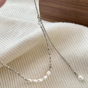 【MoonDy】s925純銀 淡水珍珠項鍊 串珠項鍊 小珍珠項鍊 不規則珍珠項鍊 抗過敏項鍊 不掉色項鍊 女生飾品