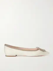 [Roger Vivier] Roger Vivier - Gommettine Two-tone Leather Point-toe Ballet Flats - Cream - IT41 IT 41 Cream