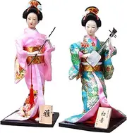 Set 2 Pieces Traditional Japanese Dolls Geisha Girl Geiko Kimono Ancient Doll Home Collection Art Decoration,A1,12 inch/4161 (Color : C9, Size : 12 inch)