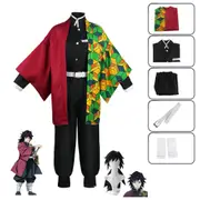 Adult Demon Slayer Giyu Tomioka Costume & Wig Kimetsu No Yaiba Anime Cosplay