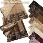 100% Human Hair Clip In REAL REMY Hair Extensions Full Head Russian Indian Wefts