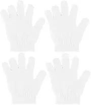 4 Pcs Shower Gloves, Exfoliating Gloves, Exfoliating Mitt, Exfoliating Body Scrub, Loofah Bath Gloves for Men, Women (White 4Pcs)