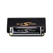 Bushman Blue Steel 10 Hole Harmonica (4 Pack) Keys G, A, C, & D