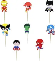Confetti 24pc Cartoon Superhero Cupcake Topper for Kids Birthday Party Cake Decoration Supplies Super Heroes Cupcake Toppers Cupcake Toppers/Super Heroes Party Supplies/Superheroes Inspired